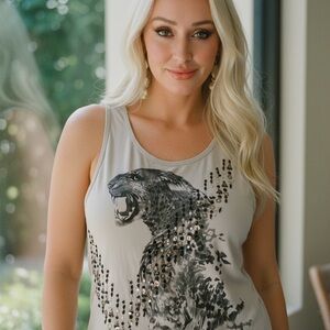 Diesel Gray Tank Top with Black Graphic